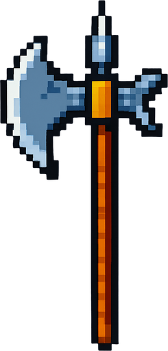 Alabarda pixel.
In-Game asset.  2d.  High contrast.  No shadows