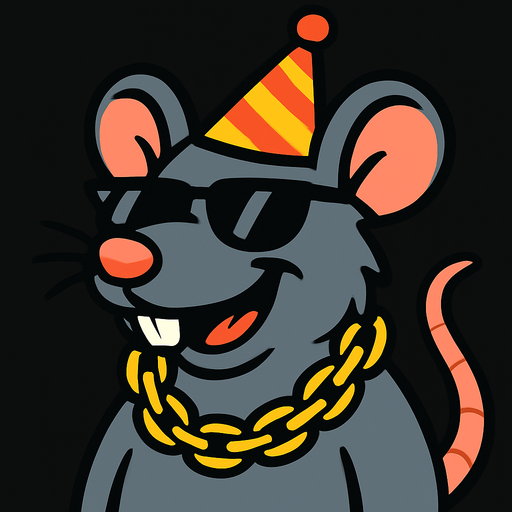 Make a rat with a gold chain, party hat, and shades also make him happy.
In-Game asset.  2d.  High contrast.  No shadows