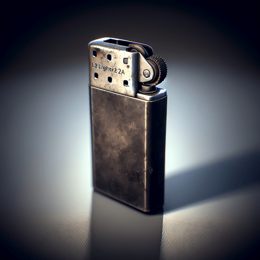 a simple dirty, dark and eerie lighter.
Single Game Texture. In-Game asset. 2d. Blank background. High contrast. No shadows.
