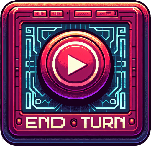 EndTurnButton.
Single Game Texture.  In-Game asset.  2d.  Blank background.  High contrast.  No shadows