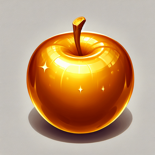 Golden Apple
Single Game Texture. In-Game asset. 2d. Blank background. High contrast. No shadows.