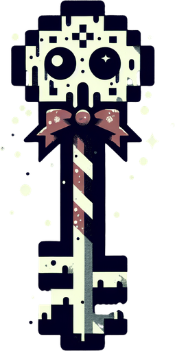 a simple dirty, dark and eerie Christmas clown key.
Single Game Texture. In-Game asset. 2d. Blank background. High contrast. No shadows.