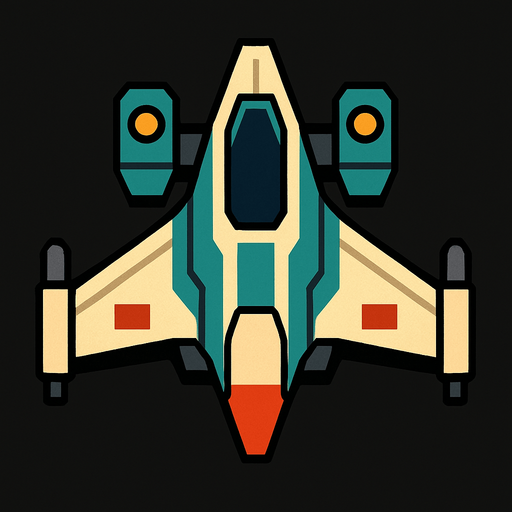 a 2D small space warship.
In-Game asset.  2d.  High contrast.  No shadows