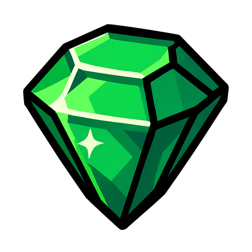 emerald.
In-Game asset.  2d.  High contrast.  No shadows