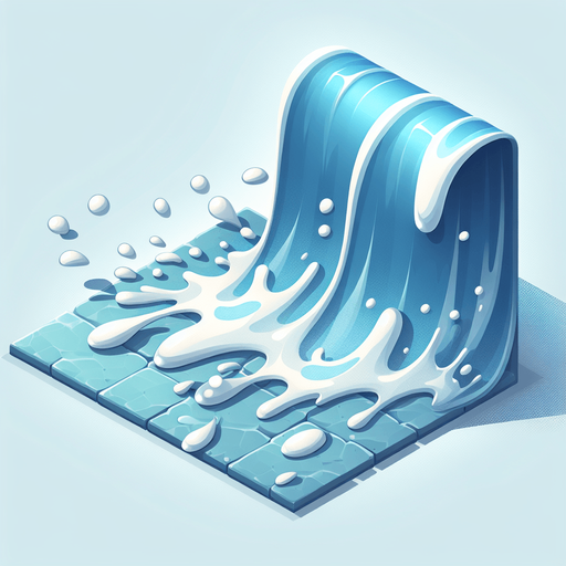 Water spill.
Single Game Texture.  In-Game asset.  2d.  Blank background.  High contrast.  No shadows