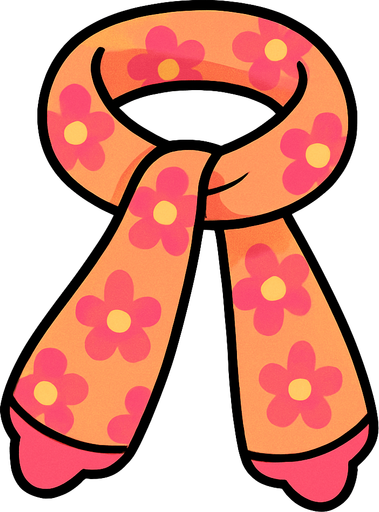 cute design scarf top view..
In-Game asset.  2d.  High contrast.  No shadows