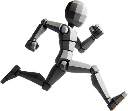 little man running with animated legs Single Game Texture. In-Game asset. 2d. Blank background. High contrast. No shadows.
