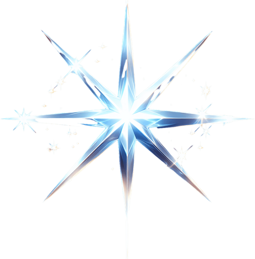 Beautiful Bright Star, highly detailed Single Game Texture. In-Game asset. 2d. Blank background. High contrast. No shadows.