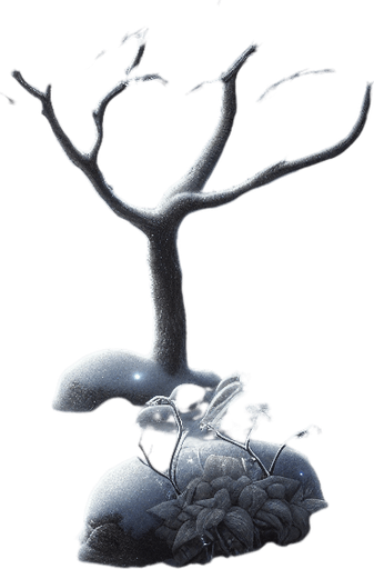 Photorealistic wonderfull Snowy winter garden at night