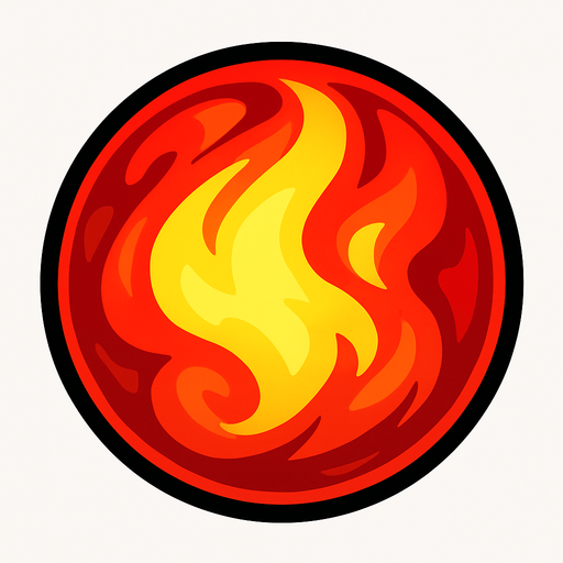 red and yellow mix orb.
In-Game asset.  2d.  High contrast.  No shadows