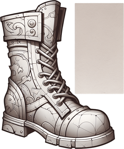 Warcraft 3 art of a boot. Side-view..
Single Game Texture. In-Game asset. 2d. Blank background. High contrast. No shadows.