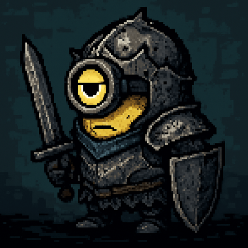 İnfinity Minion character dark souls style 2d pixel art.
In-Game asset.  2d.  High contrast.  No shadows