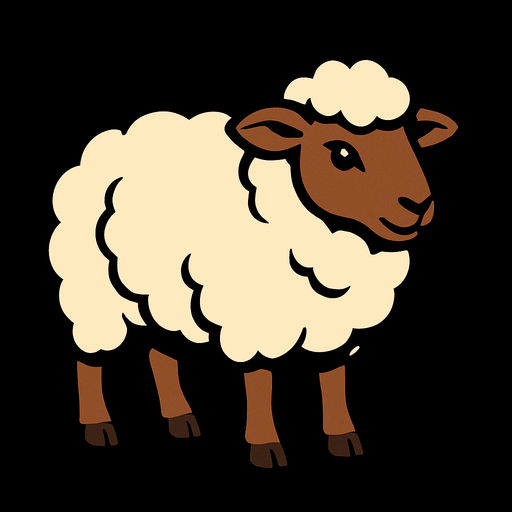 sheep with black background.
In-Game asset.  2d.  High contrast.  No shadows