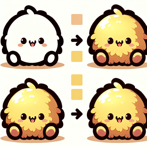 a yellow furry cuddly ball of fur. little feet. No ears. cute happy face. Cartoon style. Cute art style. Simple vector style. Pastel colors, flat shaded, vector art. Single Game Texture. In-Game asset. 2d. Blank background. High contrast. No shadows