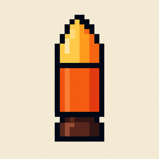 pixel bullet upwards.
In-Game asset.  2d.  High contrast.  No shadows