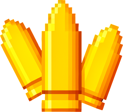 make it so that there are 3 bullets, the one on the left inclined diagonally to the left, the one in the middle forward and the one on the right  inclined diagonally to the right