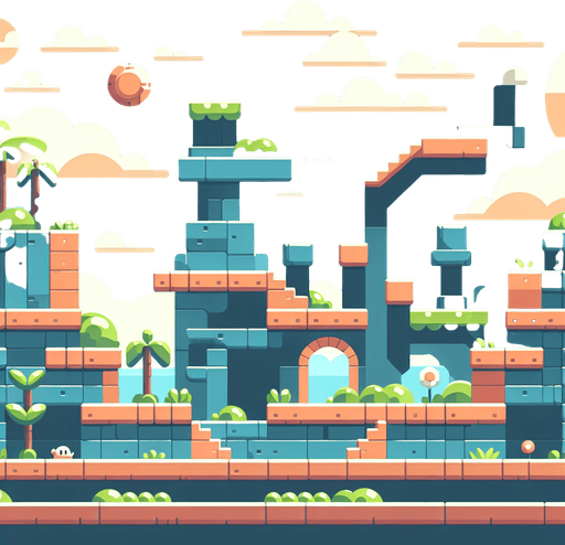 2D Platformer Background..
Single Game Texture. In-Game asset. 2d. Blank background. High contrast. No shadows.