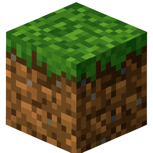 Minecraft çim bloğu.
In-Game asset.  High contrast.  No shadows