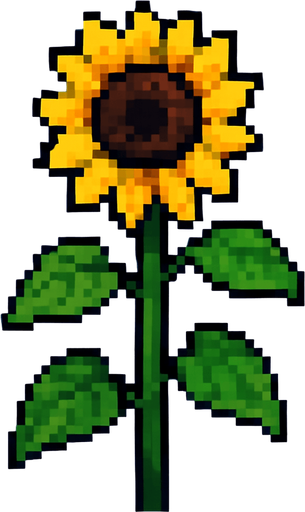 Tallo de girasol, pixelart.
In-Game asset.  2d.  High contrast.  No shadows