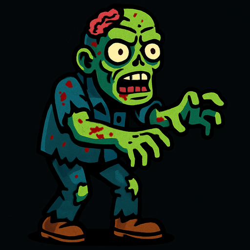 Zombie.
In-Game asset.  2d.  High contrast.  No shadows