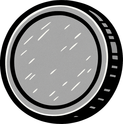flat black framed silver coin
In-Game asset.  2d.  High contrast.  No shadows