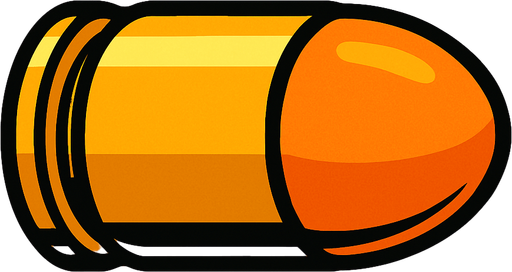 una bala estilo cartoon.
In-Game asset.  2d.  High contrast.  No shadows