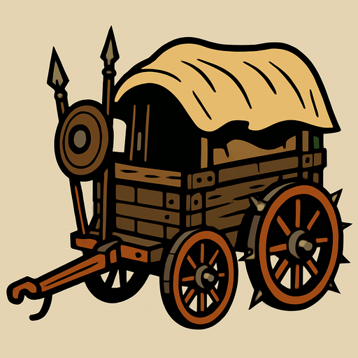 Eski çağ savaş karavan.
In-Game asset.  2d.  High contrast.  No shadows