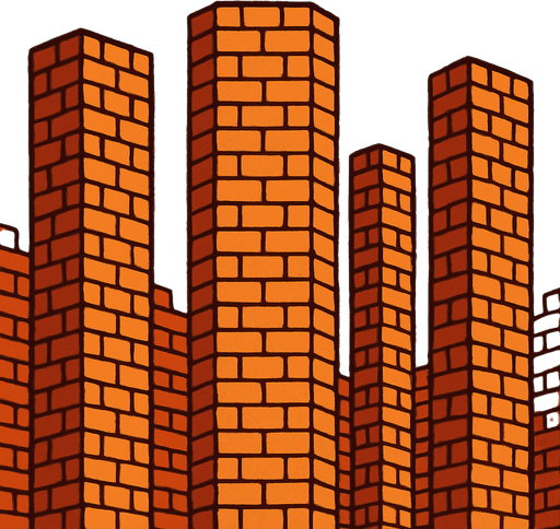 fondo de torres de ladrillos.
In-Game asset.  2d.  High contrast.  No shadows