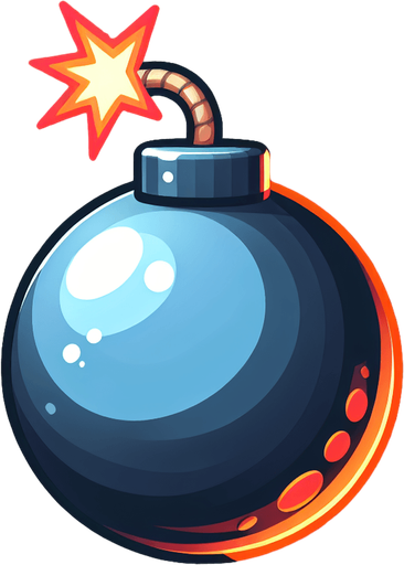 Bomb for pop game.
Single Game Texture. In-Game asset. 2d. Blank background. High contrast. No shadows.