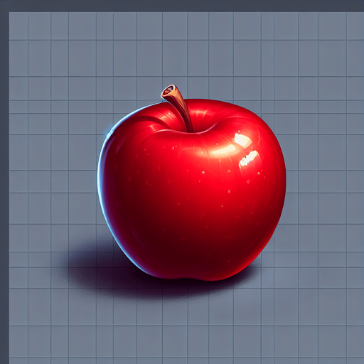 red apple.
Single Game Texture. In-Game asset. 2d. Blank background. High contrast. No shadows.