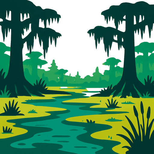 Fond d'écran marécages.
In-Game asset.  2d.  High contrast.  No shadows