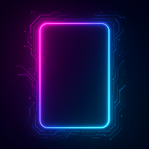 Neon cyberpunk blank rectangular hologram empty overlay