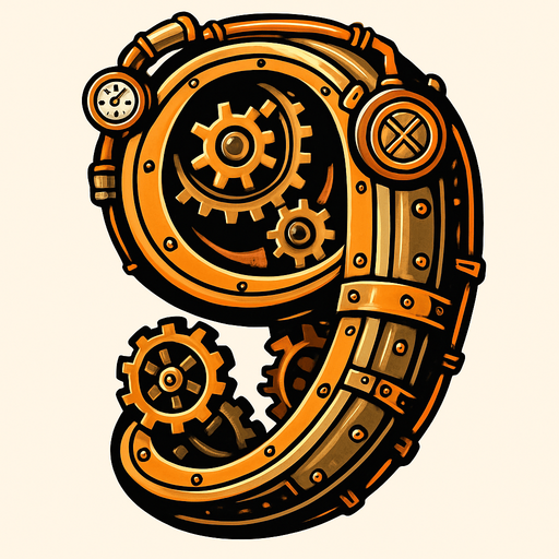 numero 9 en estilo steampunk.
In-Game asset.  2d.  High contrast.  No shadows