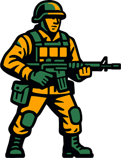 soldier.
In-Game asset.  2d.  High contrast.  No shadows
