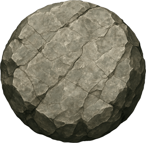 una roca circular muy realista.
In-Game asset.  2d.  High contrast.  No shadows