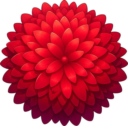A large red round flower. Top down view.
Single Game Texture. In-Game asset. 2d. Blank background. High contrast. No shadows.