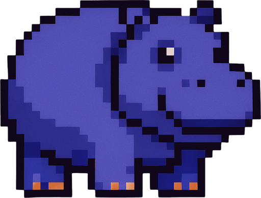 Hippo pixel.
In-Game asset.  2d.  High contrast.  No shadows