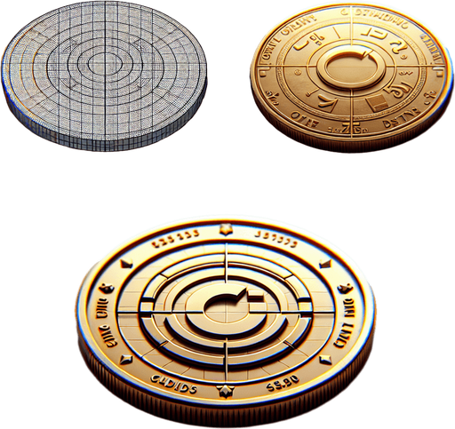 A realistic coin.
Single Game Texture.  In-Game asset.  2d.  Blank background.  High contrast.  No shadows