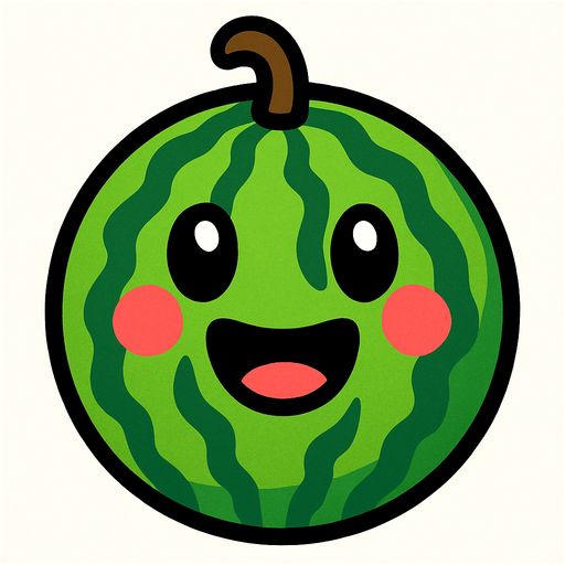 Watermelon with face.
In-Game asset.  2d.  High contrast.  No shadows