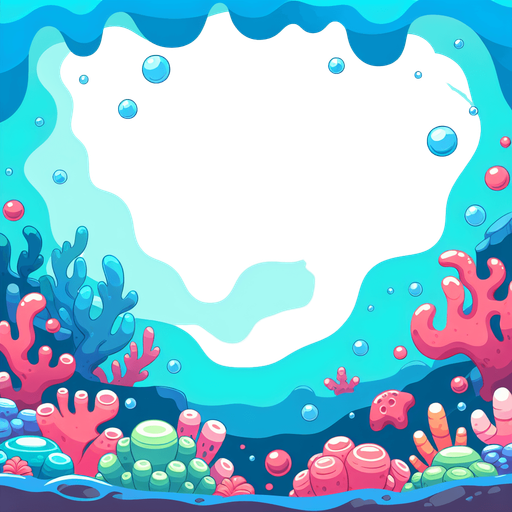 A colorful underwater coral reef background. Cartoon
Single Game Texture.  In-Game asset.  2d.  Blank background.  High contrast.  No shadows