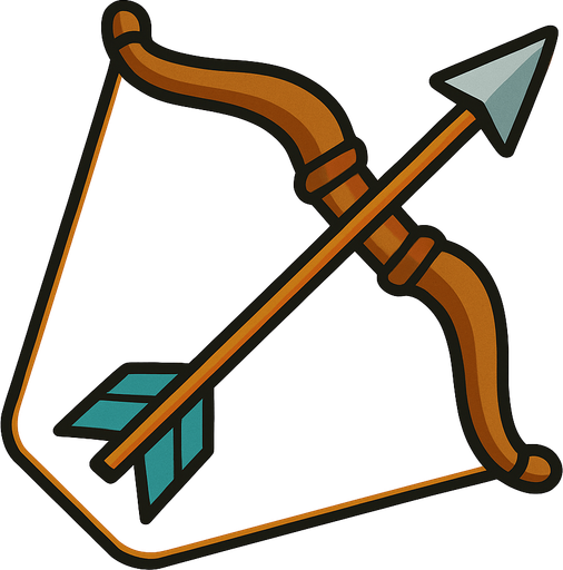 Bow with Arrow.
In-Game asset.  2d.  High contrast.  No shadows
