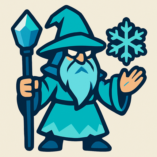 2d in game asset ice wizard.
In-Game asset.  2d.  High contrast.  No shadows