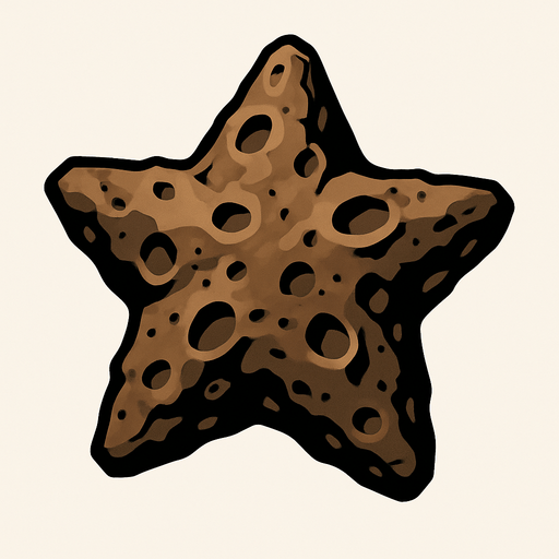 star shaped random asteroid stone.
In-Game asset.  2d.  High contrast.  No shadows