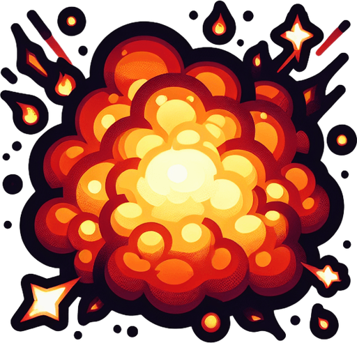 fire explosion.
Single Game Texture.  In-Game asset.  2d.  Blank background.  High contrast.  No shadows