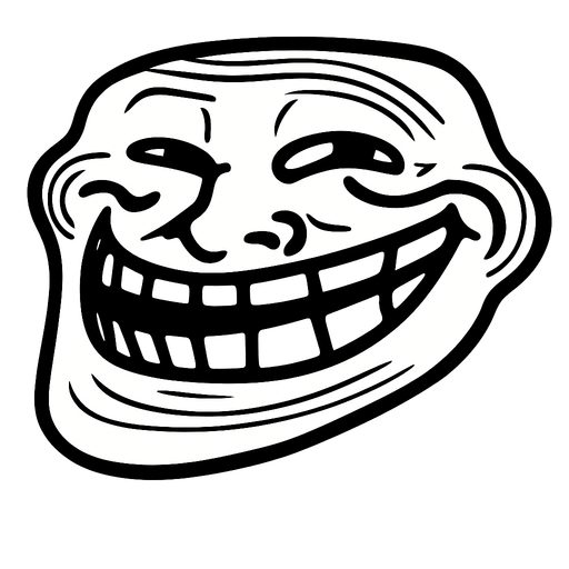 trol face no text one cracter.
In-Game asset.  2d.  High contrast.  No shadows