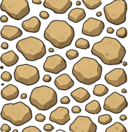 Tierras con piedras, ocupar toda la imagen, visto desde arriba.
In-Game asset.  2d.  High contrast.  No shadows