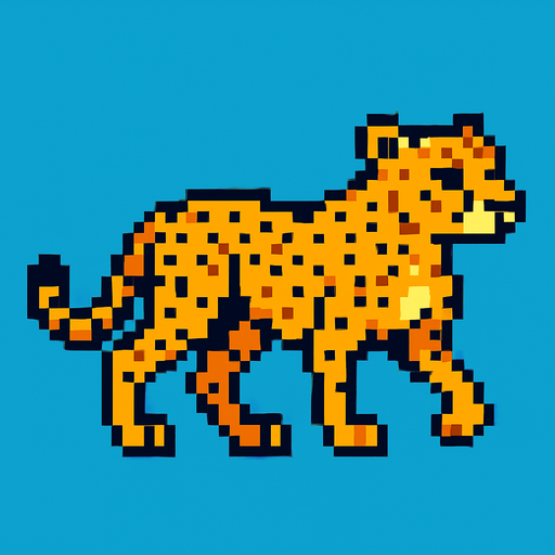 Pixel Cheetah.
In-Game asset.  2d.  High contrast.  No shadows