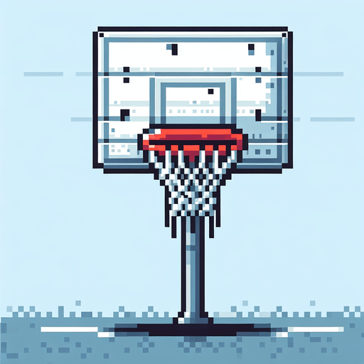 basketball hoop without the backboard, focusing solely on the hoop and net. pixelated. 8 bit..
Single Game Texture. In-Game asset. 2d. Blank background. High contrast. No shadows.