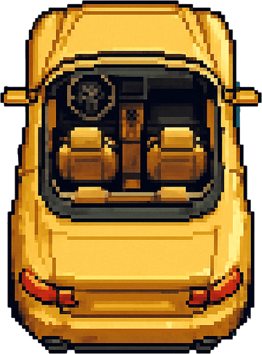 bird's eye view luxury convertible car.
In-Game asset.  2d.  High contrast.  No shadows. pixel art