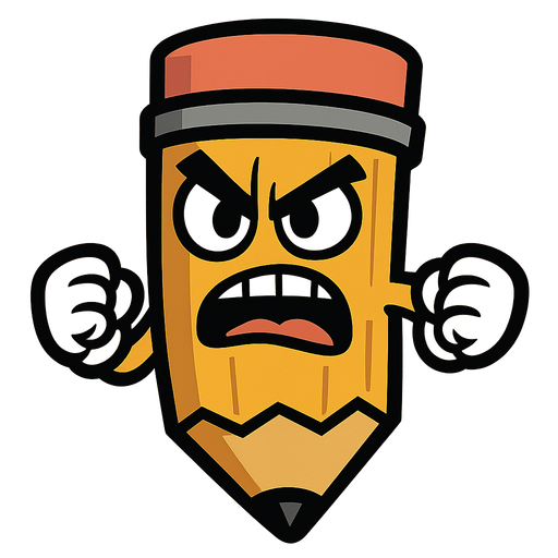 angry pencil.
In-Game asset.  2d.  High contrast.  No shadows